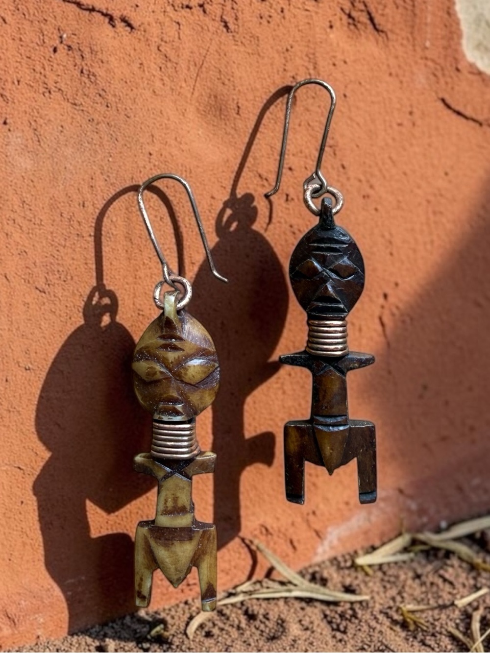 🫶🏻 Handcrafted Tribal Fertility God Wood Drop Earrings